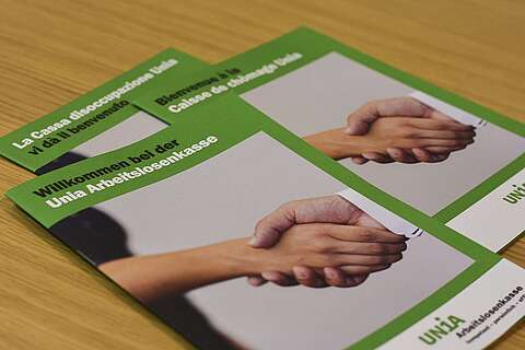 Bröschüre über die Unia Arbeitslosenkasse