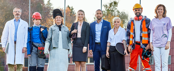 Verschiedene Menschen, welche verschiedene Berufe ausüben